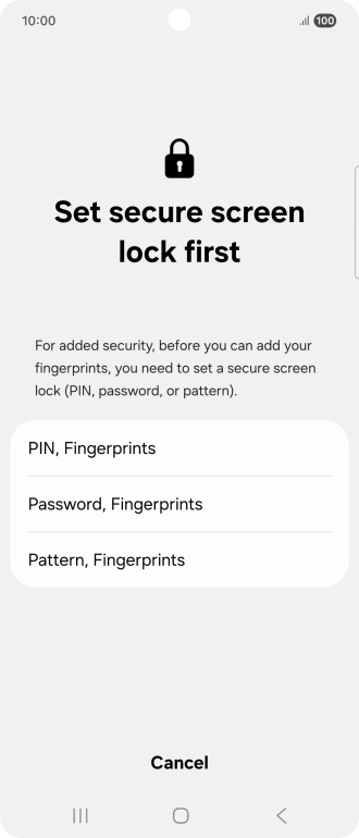 Press the required phone lock code and follow the instructions on the screen to create an additional phone lock code.