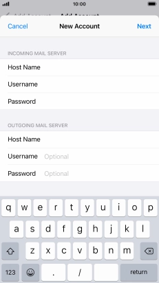 Press Username and key in the username for your email account.
