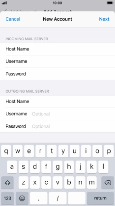 Press Username and key in the username for your email account.