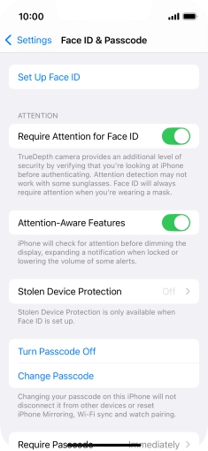 Press Turn Passcode Off and key in the phone lock code.