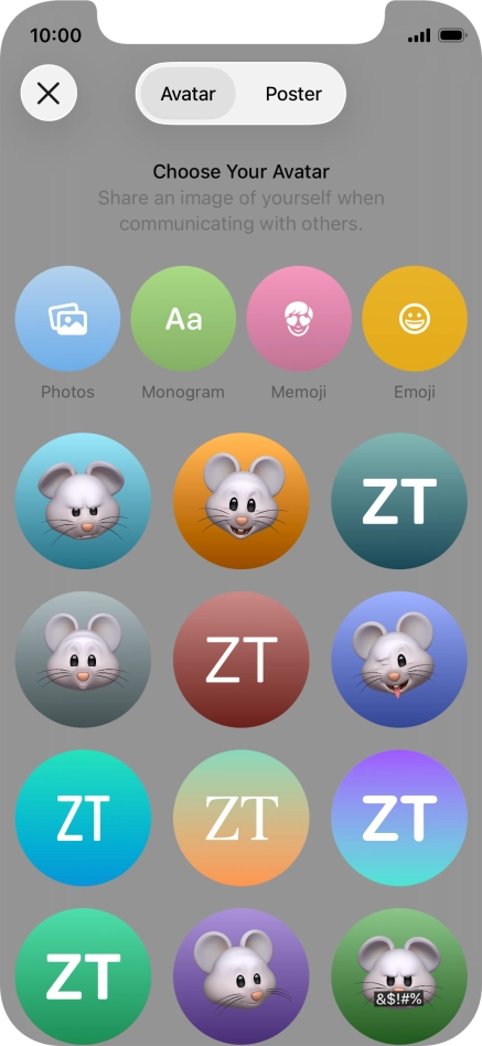 Press the required category and follow the instructions on the screen to select and save the required picture to your Contact Poster.