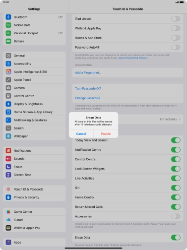 If you turn on the function, press Enable.