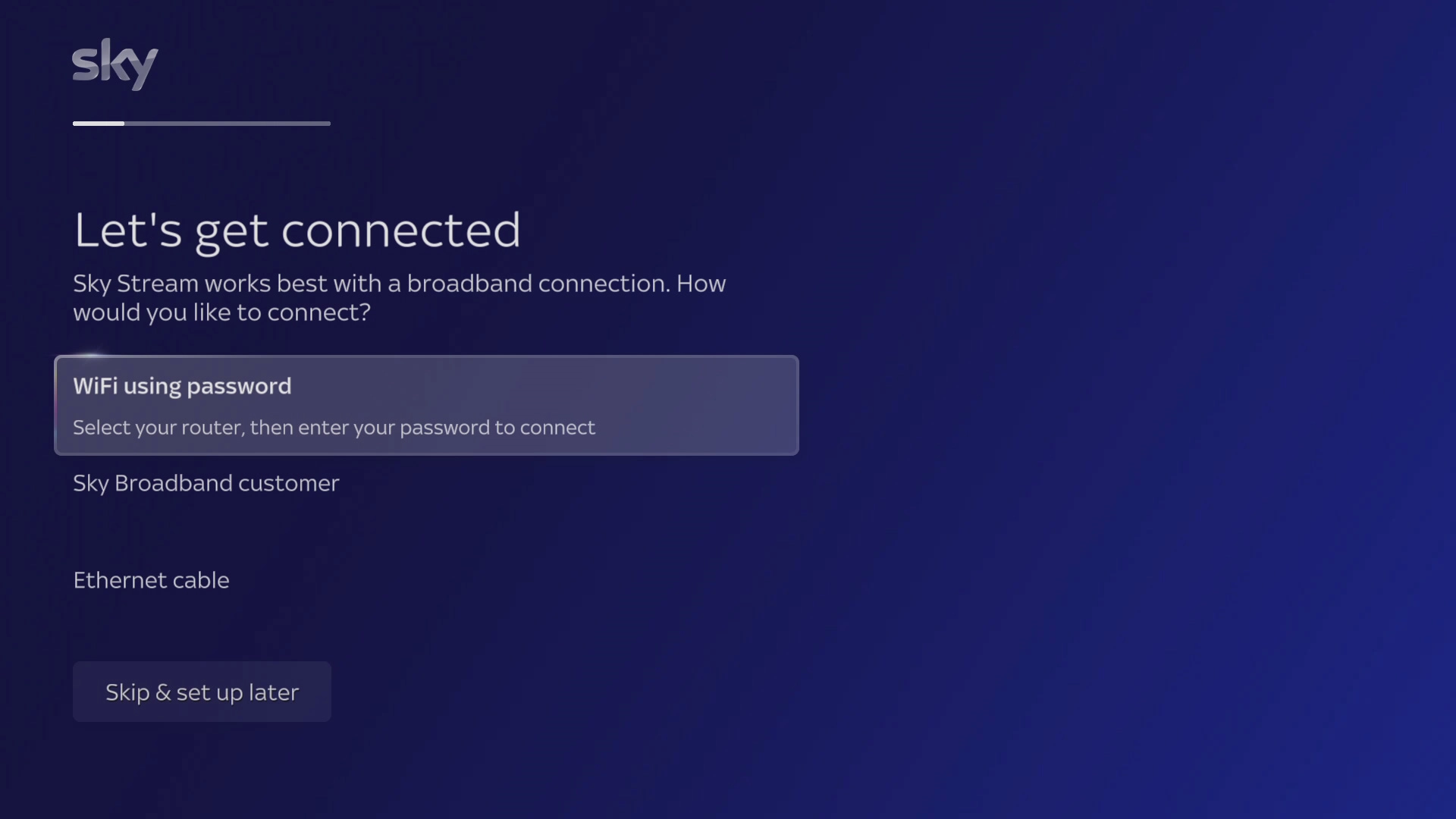 When this screen is displayed, your set-top box is ready for setup.