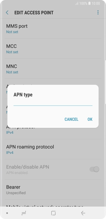 Key in default and press OK.