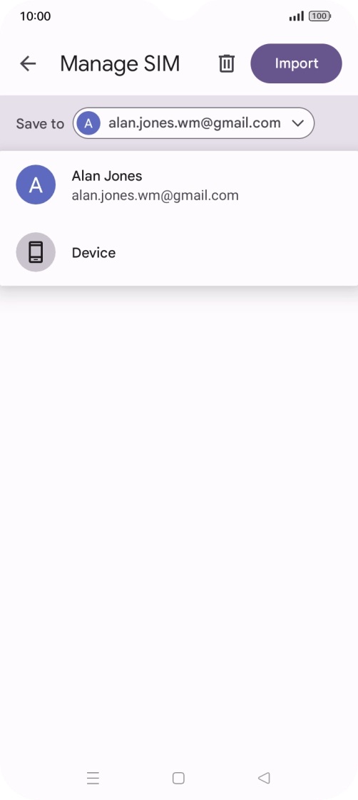 Press the required Google account.