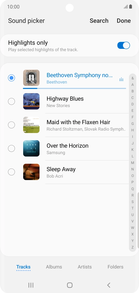 Once you've found a ring tone you like, press Done.