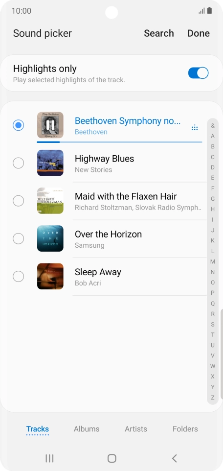 Once you've found a ring tone you like, press Done.