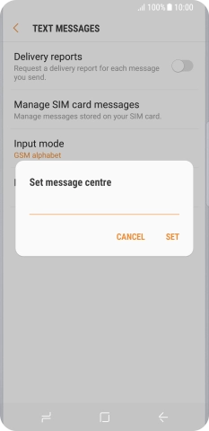 Key in +447958879879 and press SET.