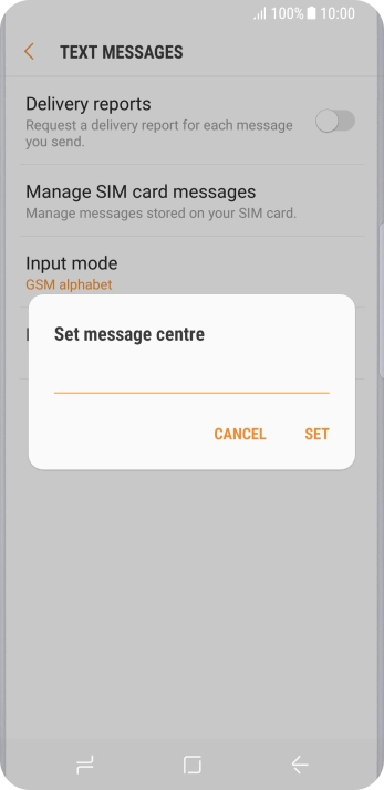 Key in +447958879879 and press SET.