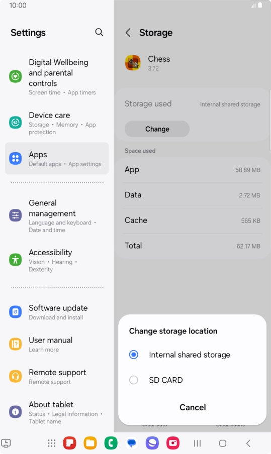 Press the name of the memory card.