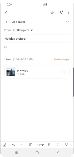Press the send icon when you've finished your email.