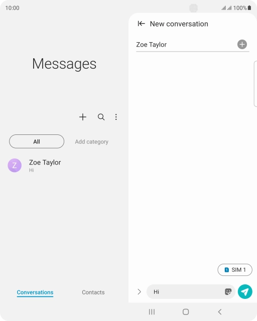 Press the send icon when you've finished your SMS.