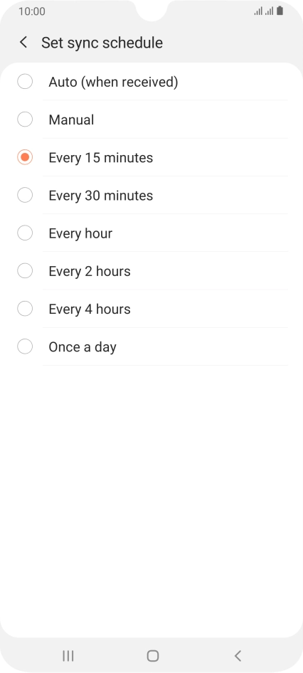 Press the required setting.