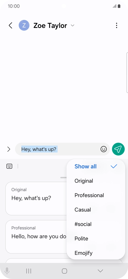 Press the required style of writing.