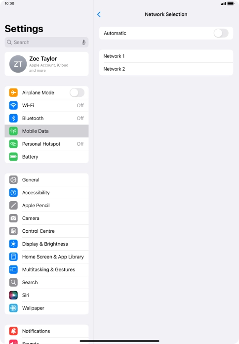 If you turn off the function, press the required network.
