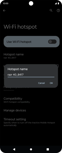 Key in the required Wi-Fi hotspot name and press OK.