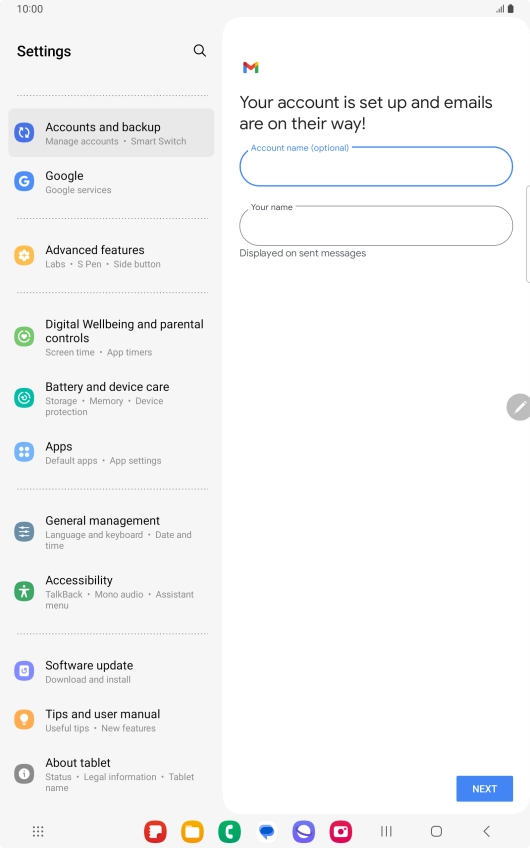 Press Your name and key in the required sender name.