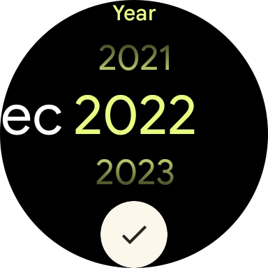 Slide your finger up or down on the screen to set the required date.