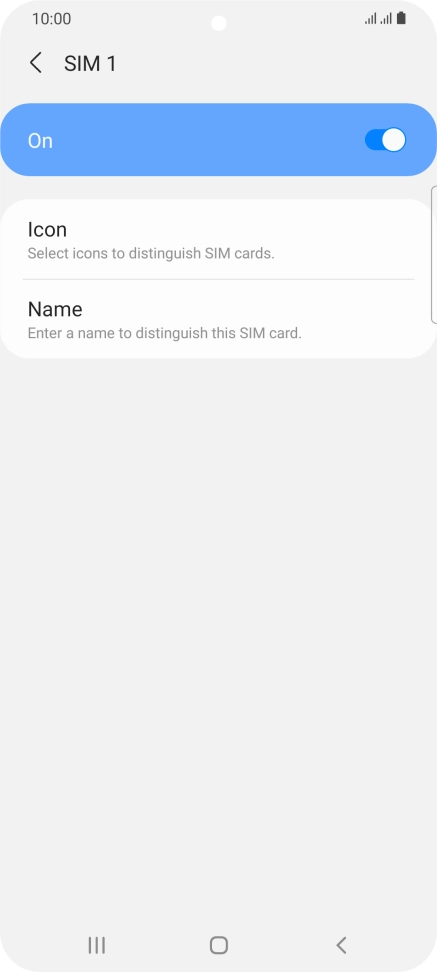 Press the indicator to turn use of the SIM on or off.