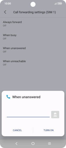 Key in +447953222222 and press TURN ON.