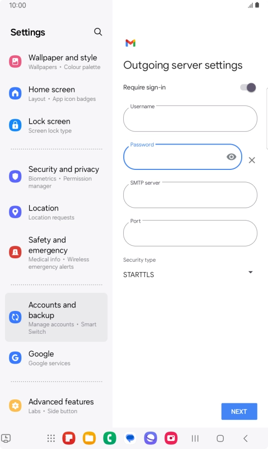 Press the field below 