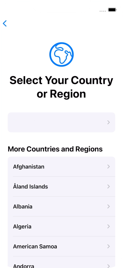 Press the required country or area.