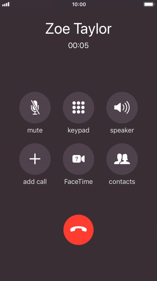 Press the end call icon to end the call.