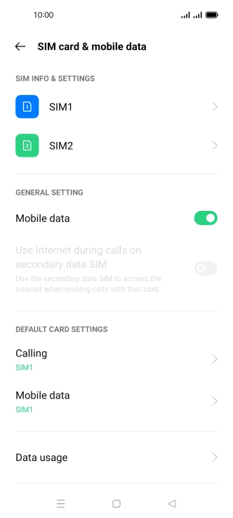 Press the required SIM.