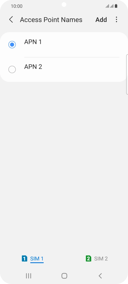 Press the field next to the data connection to activate it.