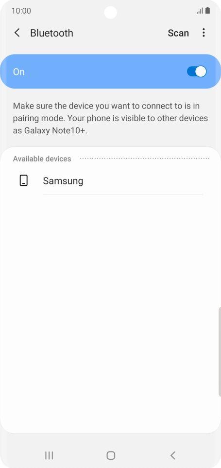 Press the required Bluetooth device and follow the instructions on the screen to pair the device with your phone.