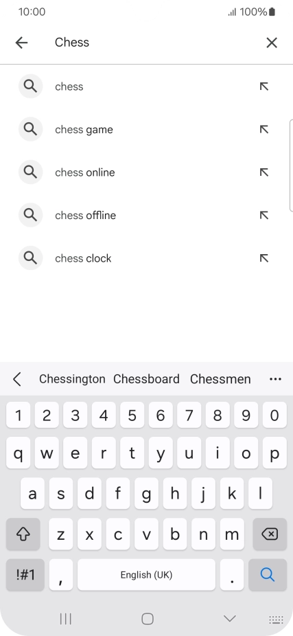 Key in the name or subject of the required app and press the search icon.