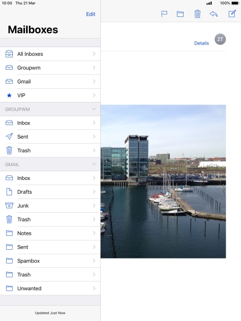 Press the required email account.