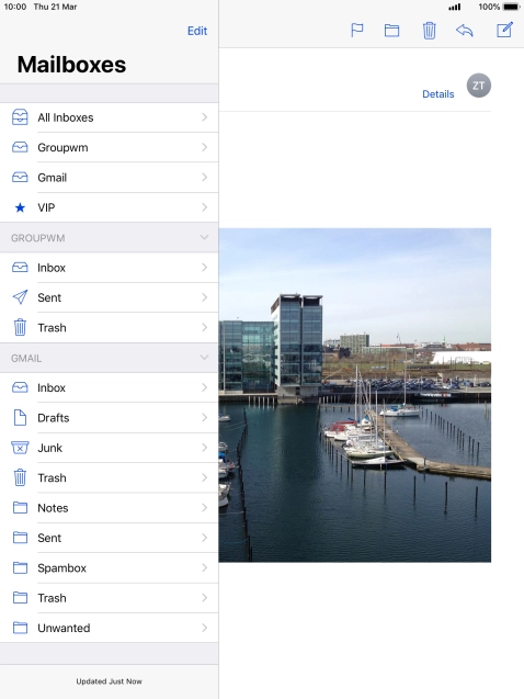 Press the required email account.