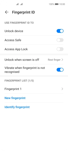 Press the indicators next to the required settings to turn them on or off.