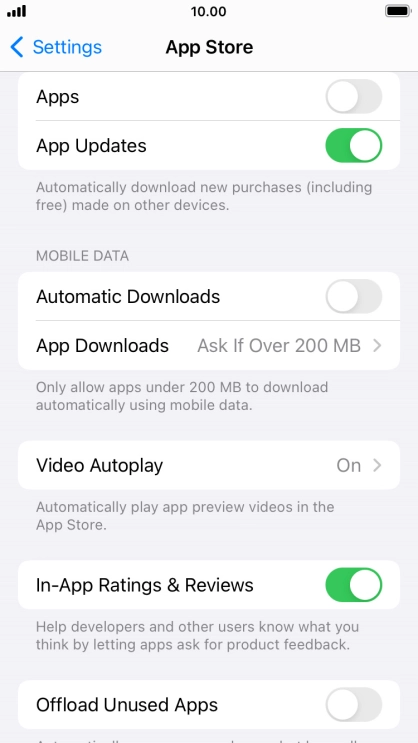 Press the indicators next to the required content types to turn the function on or off.