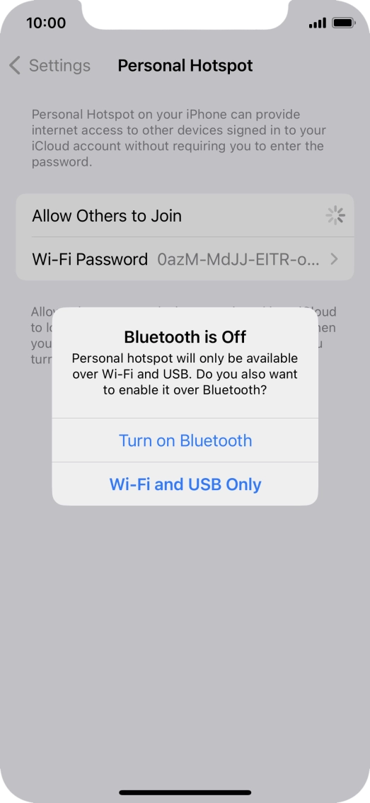 If Wi-Fi is turned on, press Wi-Fi and USB Only.