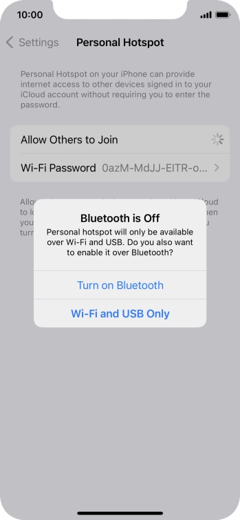 If Wi-Fi is turned on, press Wi-Fi and USB Only.