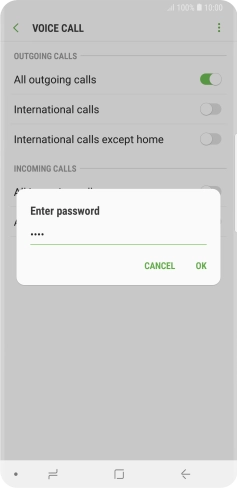Key in your barring password and press OK.