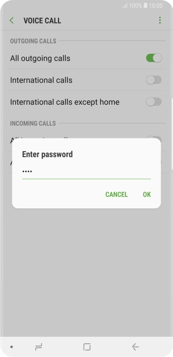 Key in your barring password and press OK.