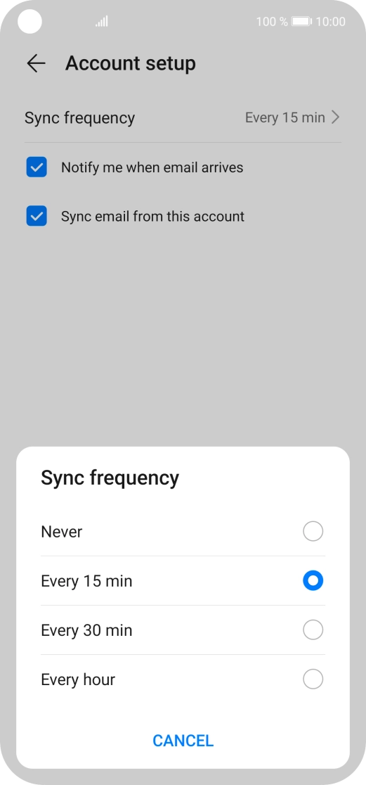 Press the required setting.