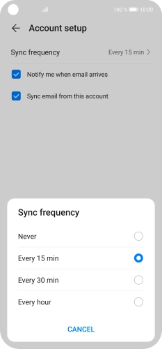 Press the required setting.