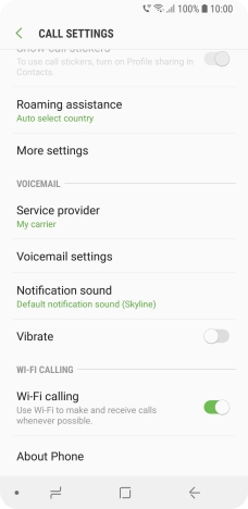 When Wi-Fi calling is active, the Wi-Fi calling icon is displayed.