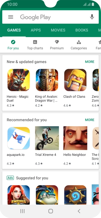 Slide your finger right starting from the left side of the screen.