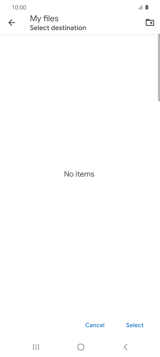 To create a new folder, press the new folder icon and follow the instructions on the screen to create a new folder.