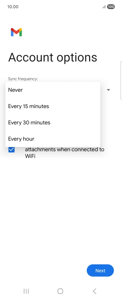 Press the required setting.