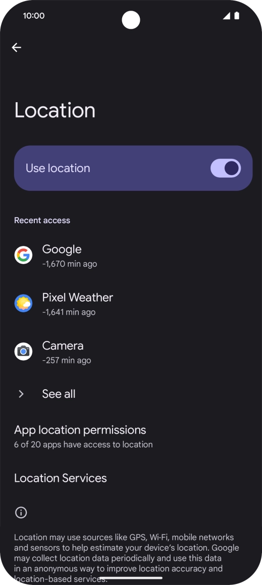 Press App location permissions.