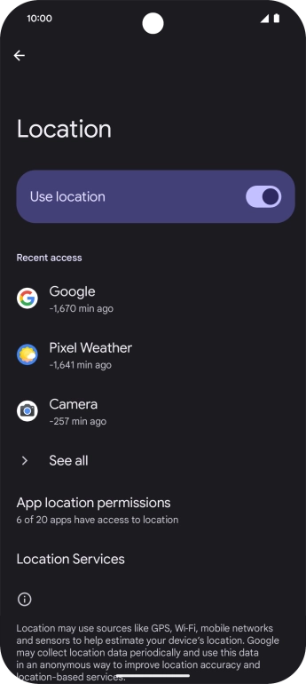 Press App location permissions.