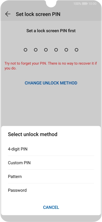 Press the required phone lock code and follow the instructions on the screen to create an additional phone lock code.