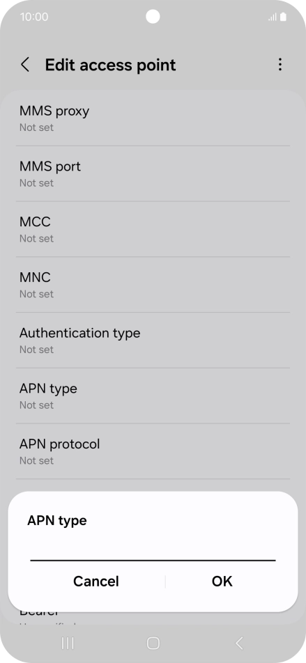 Key in default and press OK.