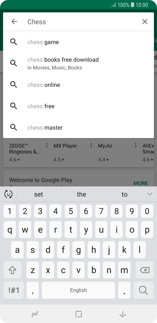 Key in the name or subject of the required app and press the search icon.